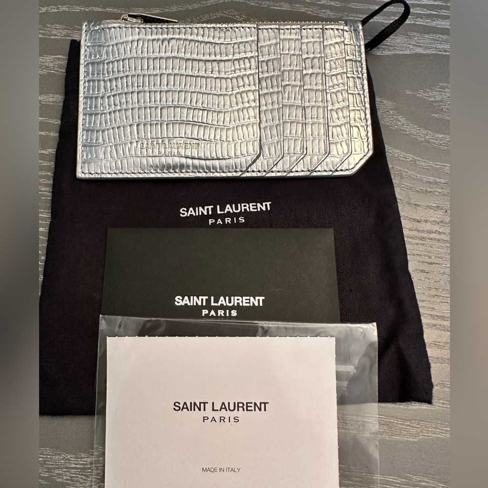 *Authentic* BRAND NEW *Never used* Saint Laurent Metallic Croc Embossed SLG